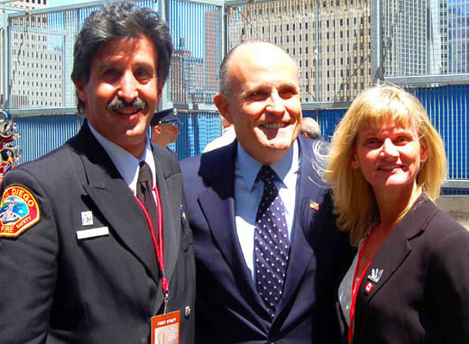 WORLD MEMORIAL Vice President, Mitch Mendler, Former New York City Mayor Rudy Giuliani, ROS Concert Producer, Kathleen Tonnesen